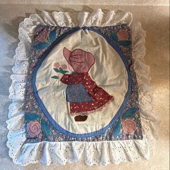 Vintage Other - Vintage Handmade appliqué sunbonnet Sue cottagecore grandmacore pillow sham